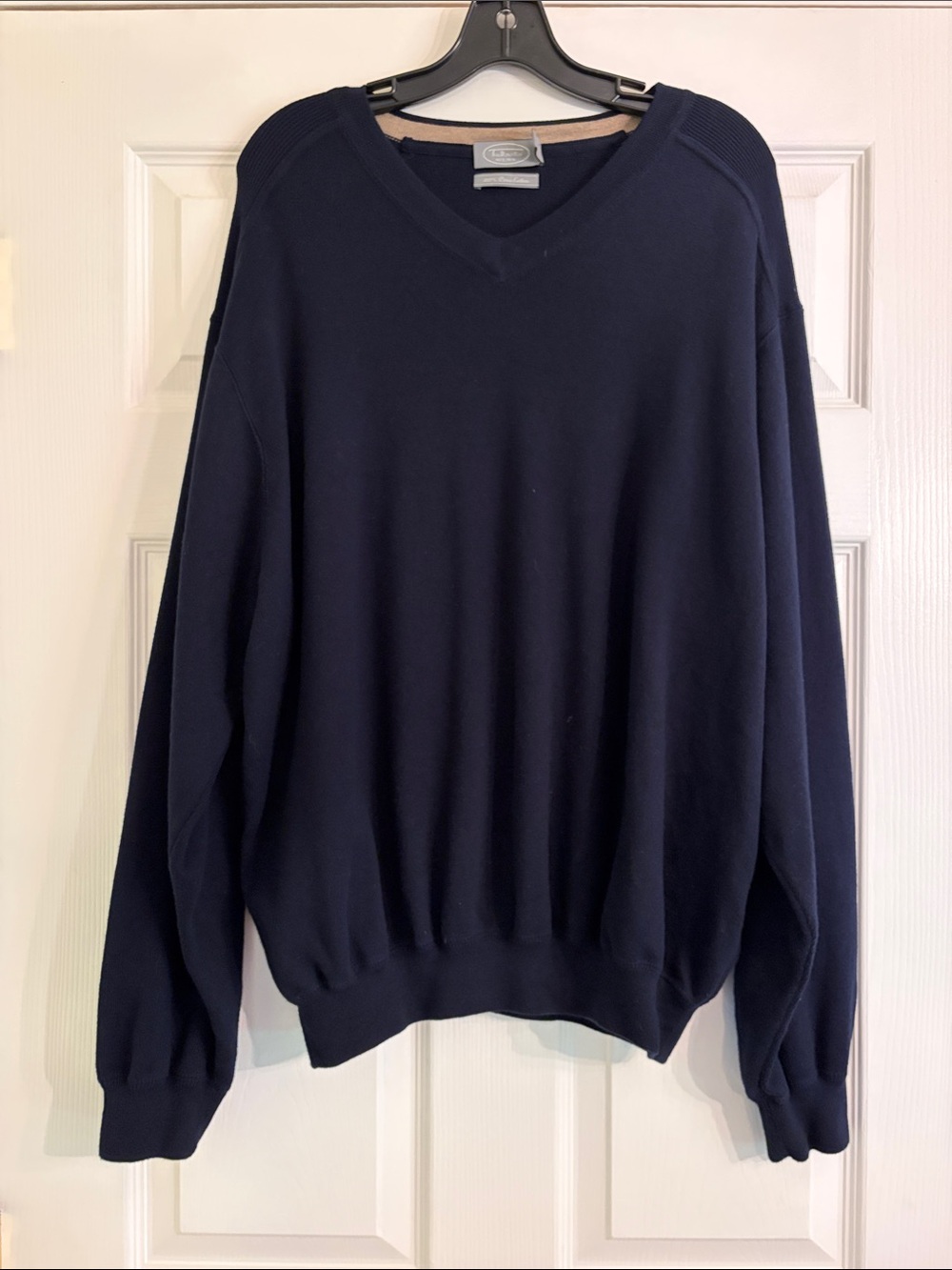 Talbots Men's Vintage Long Sleeve Navy V-Neck Cotton Sweater Size XXL